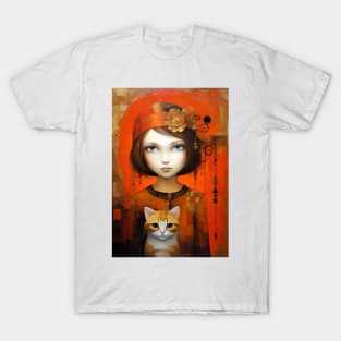 Girl and Cat 9 T-Shirt